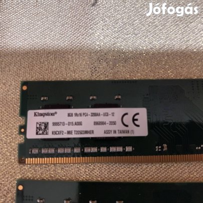 2db Kingston 8gb 1rx16 pc4 3200aa uc0 12