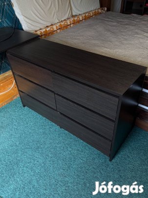 2db Malm 6 fiókos barna szekrény