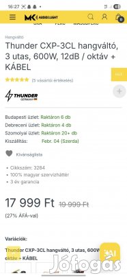 2db Thunder audio 3 utas hangváltó