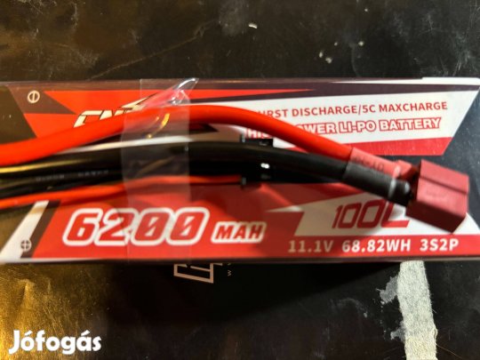 2db új 3S 11,1 Volt 6200 mAh 100C kemény tokos Lipo akku etetőhajóhoz