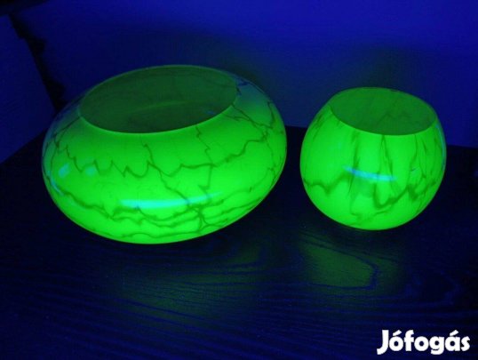 2db uránium üveg slag stílusú custard + tejüveg rétegelt lámpabúra