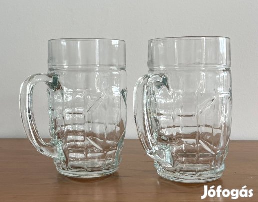 2db üveg sörös korsó, 0.5 liter