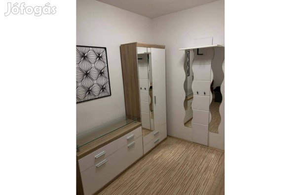 2részes modern sonoma-fehér előszobabútor