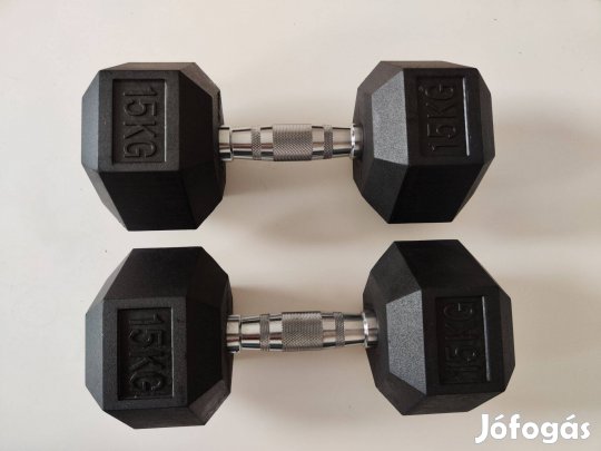2x15kg Hexa gumírozott kézisúlyzó, vadonatúj!