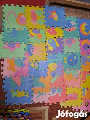 30 darab bonyolultabb állatmintás szivacs kirakó, habtapi