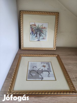 31x31 cm-es 2 db fali kép aranyozott fa kerettel