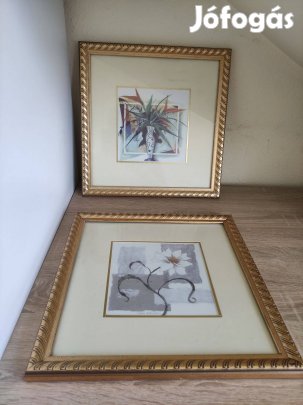 31x31 cm-es 2 db fali kép aranyozott kerettel