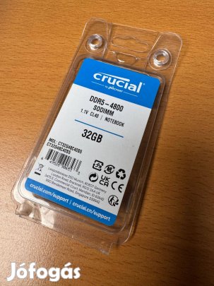 32GB Crucial DDR5-4800 Sodimm CT32G48C40S5 eladó