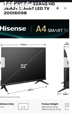 32" Hisense 32A4N HD Smart LED TV