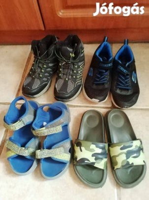 32-es fiú 4 pár minőségi cipő, szandál csomag ( Vty, Skechers, stb. )
