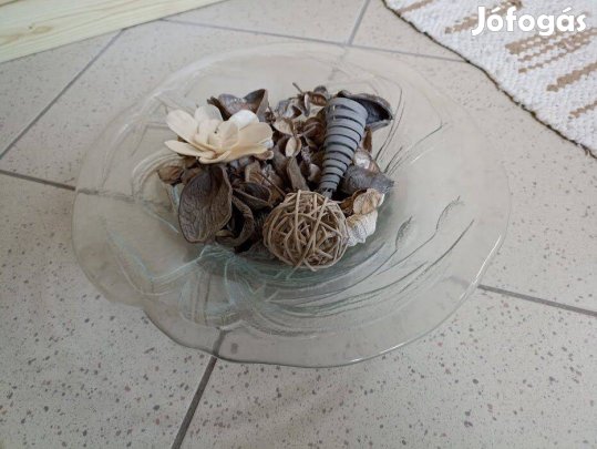 33 cm átmérő üvegtál dísztál szervírozótál Új hibátlan