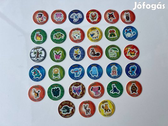 33db Régi Magyar Nyelvű Vílágító Pokemon Tazo (Teljes Szett) egyben el