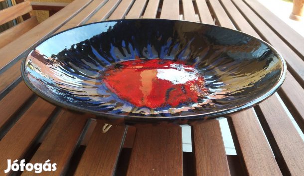 35 cm iparművészeti színes kerámia tál,asztalközép