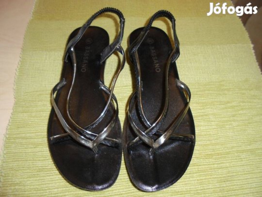 36-os Bassano arany pántos fekete új női-lány szandál