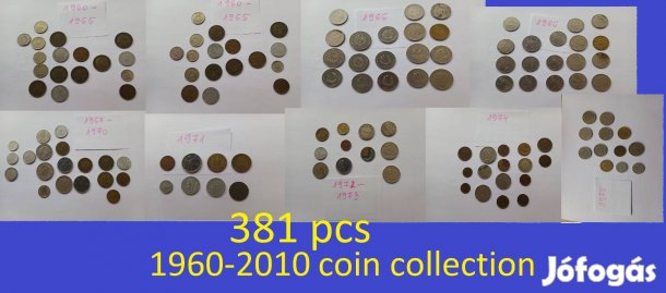 381 db Érme coin gyűjtemény 1960 - 2010 között