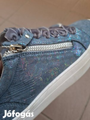 38-as Liva loop kék csillámos ,bőr tavaszi női cipő