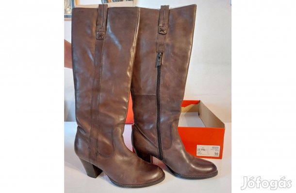 38-as női barna bőr csizma