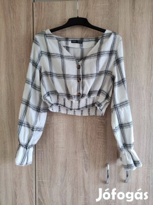 38-as női kockás rövid blúz Shein