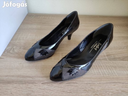 38-as új fekete lakk női körömcipő magyar termék