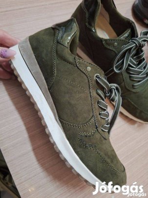 39-es Új Marco Tozzi zöld,tavaszi női,bőr félcipő