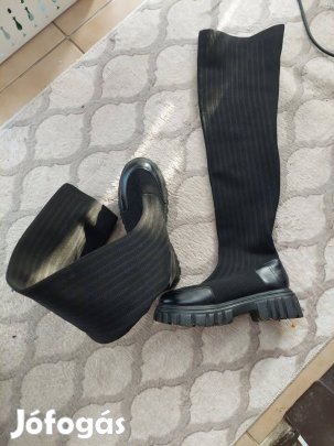 39-es harisnya szárú csizma térdcsizma combcsizma fekete