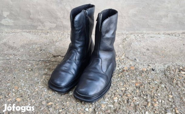 39-es méretű bundás Nature női fekete bőrcsizma / félcsizma