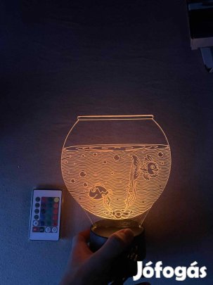 3D LED dekor lámpa távirányítóval több minta (halas akvárium / ló)