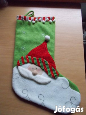 3D aplikációs, mintás Mikulás csizma (45 cm)