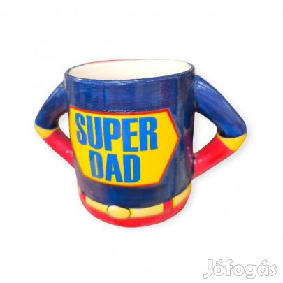 3D kerámia bögre Super Dad kék piros 560 ml