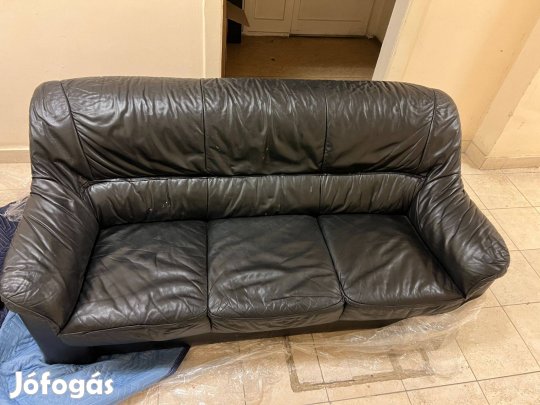 3-2-1 bőr kanapé, fekete ülőgarnitúra