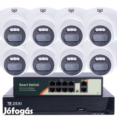 3 MP-es IP PoE Switch 8 kamerás megfigyelőrendszer ABS ház beltéri DO
