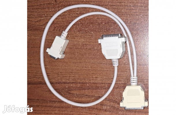 3 csatlakozós D-Sub kábel (2 × DB25 + DB9) ipari / retro