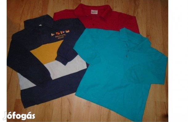 3 darab galléros hosszú ujjú póló 110-116-os