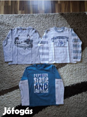 3 darab kisfiú hosszú ujjú póló 140-es méret.