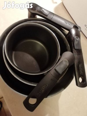 3 darabos Tefal összecsukható nyelű teflon lábas, fazék, serpenyő