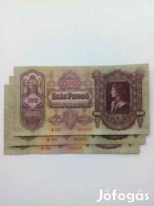3 db 100 pengö(sorszámkövető)