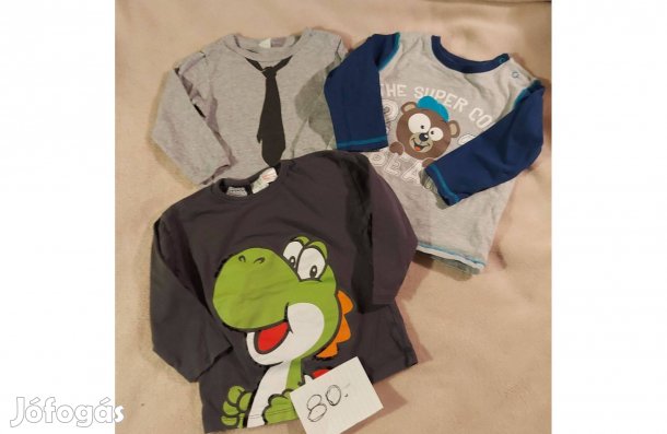 3 db 80-as méretű, hosszúujjú kisfiú póló