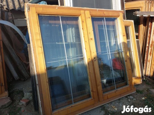 3 db Bukó nyiló tok osztó nélküli fa ablak sz;156 m;144 cm hőszigetelt
