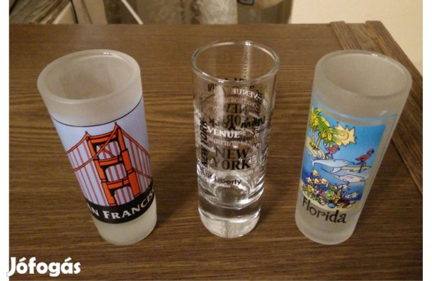 3 db Eredeti amerikai ajándék röviditalos pohár egyben, nem használt