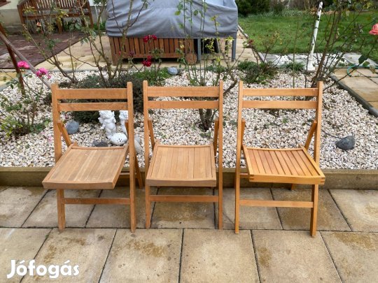 3 db Erős Összecsukható Fa kert szék Vendég Szék