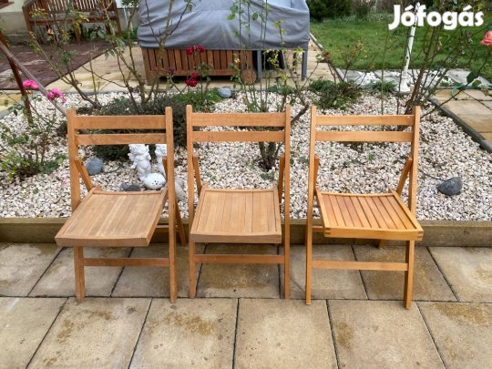 3 db Erős Összecsukható Fa kert szék Vendég Szék