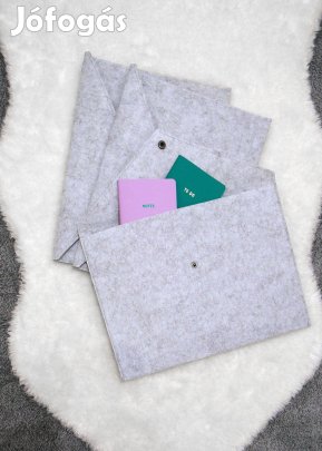 3 db Halványszürke filc mappa A4