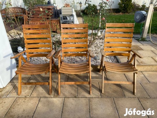 3 db Prémium Karfás Kerti szék Összecsukható Dönthető