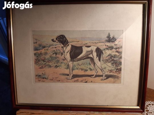 3 db, vadász kutyákat ábrázoló nyomat