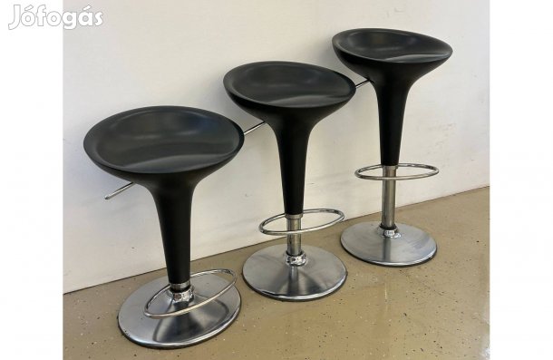 3 db állítható bárszék króm talppal, 50-74 cm