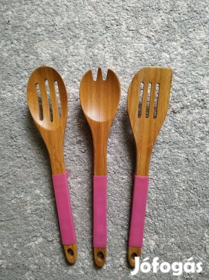 3 db bambusz konyhai kiszedő szilikon letámasztóval