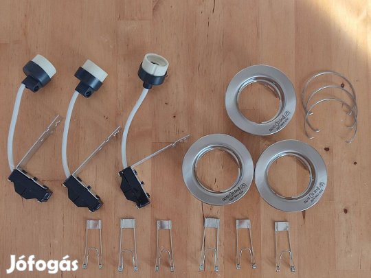 3 db beépíthető lámpatest + GU10 foglalat ezüst színű (izzó nélkül)