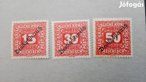 3 db fellülbélyegezve Osztrák Császári Királyi Portó bélyegek