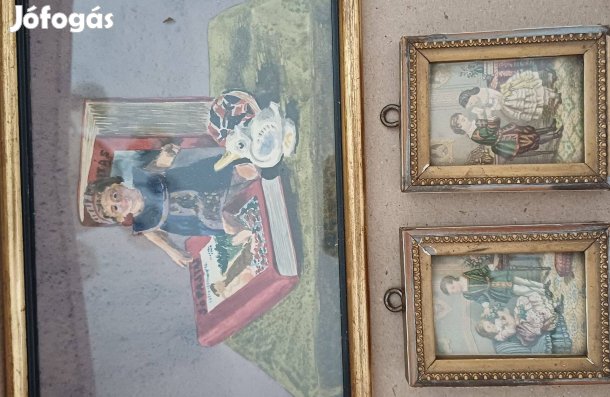 3 db kis antik kép