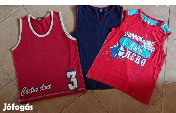 3 db márkás ujjatlan pamut 146-152-es póló fiúnak - mérve
